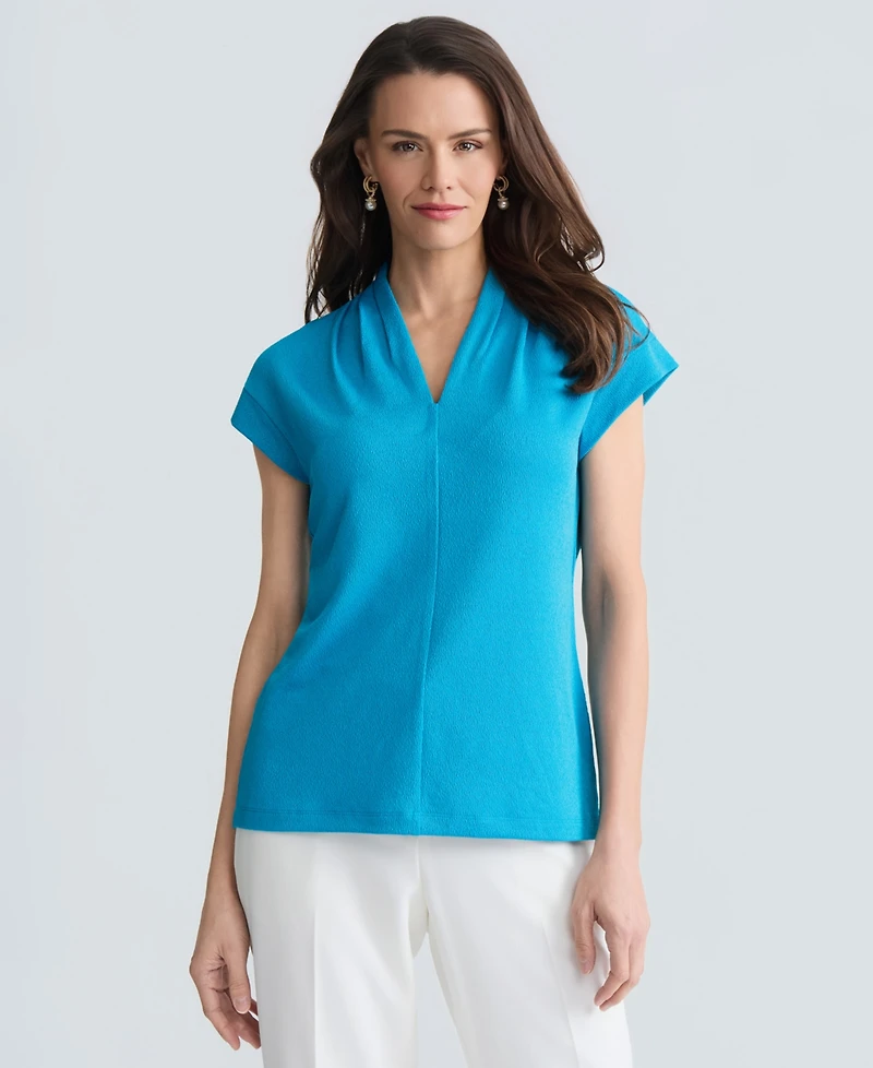 Kasper Women's V-Neck Short-Sleeve Knit Top