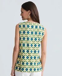 Kasper Women's Printed Sleeveless Keyhole Top, Regular & Petite