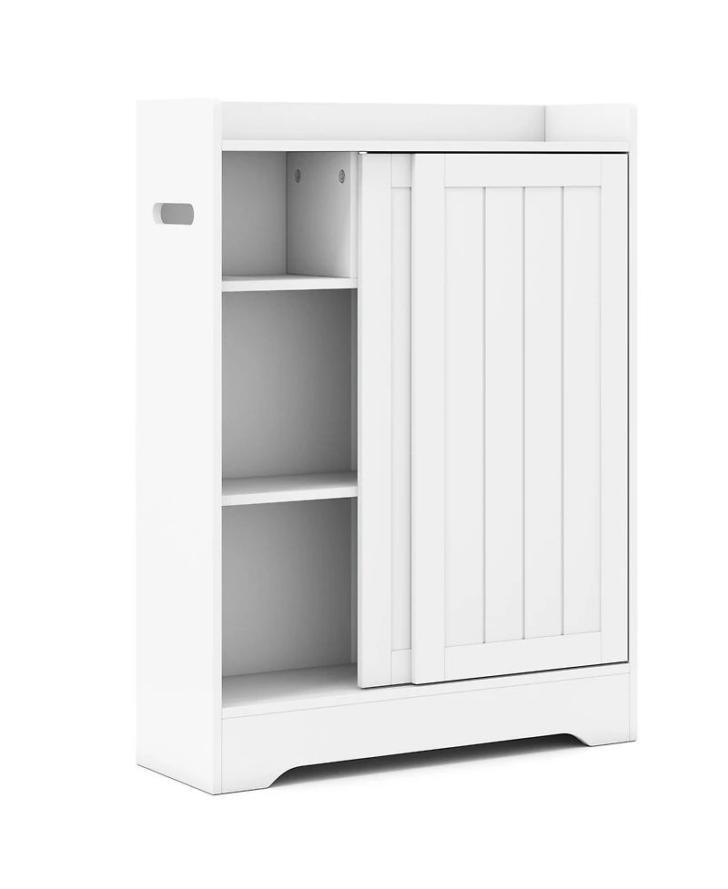 sumyeg Slim Bathroom Floor Storage Cabinet with Integrated bath fixture Paper Holders