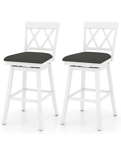 Sugift 29 Inches Set of 2 Swivel Bar Stools Counter Height Barstools with Backrest Upholstered Seat Cushion