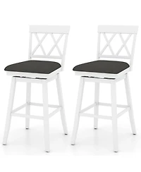 Sugift 29 Inches Set of 2 Swivel Bar Stools Counter Height Barstools with Backrest Upholstered Seat Cushion