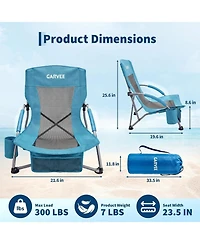 Xo 2 Pack Lightweight Low Back Beach Chair, Folding Portable Camping Chairs for Camping, Beach, Travel