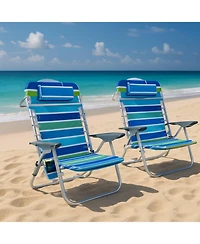Xo 2 Pack Lightweight Portable Backpack Beach Chair for Adults with 5 Positions, Backpack Straps, Phone Pocket