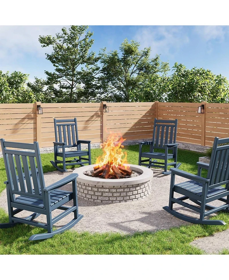 Xo Piece All Weather Resistant Outdoor Hdpe Porch Rocking Chair for Balcony Backyard Porch