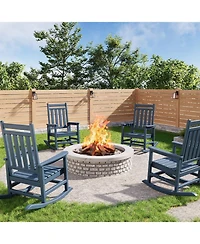 Xo Piece All Weather Resistant Outdoor Hdpe Porch Rocking Chair for Balcony Backyard Porch