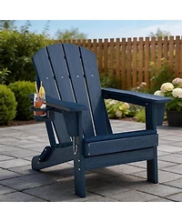 Xo 1 Piece All Weather Resistent Outdoor Patio Chair, Folding Adirondack Chair with Cup Holder