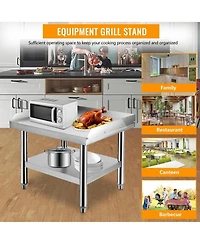 Xo 48" x 28" Stainless Steel Work Table, Adjustable Legs, 660 lb Capacity Prep Table with Bottom Shelf for Kitchen and Home