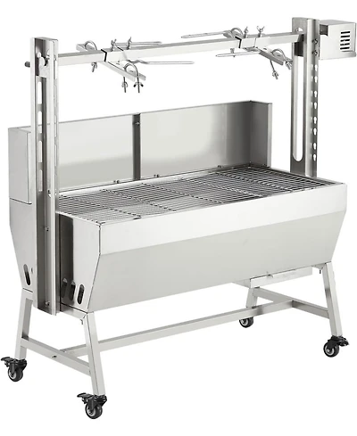 Xo 37" Stainless Steel Rotisserie Grill, Windscreen, 132 lb Capacity, Electric Motor Pig Lamb Chicken Roaster