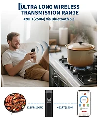 Xo Dual Probe Wireless Meat Thermometer, Bluetooth 5.3, Led Display, Usb-c for Grill Smoker Oven