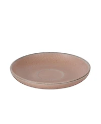 Gibson Home William Crest 8 Piece Cup and Saucer Set, 4 pieces 3.5oz Stoneware Cups and 4 pieces 5.5" Saucers, Reactive Coffee