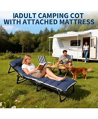 gaomon TrailBlaze Heavy-Duty Folding Camping Cot Bed for Adults - Removable Thick Mattress, Pillow And Side Pocket, Portable Double Layer