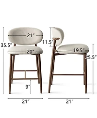 Maison Boucle Set of 2 Counter Height Stools for Home Bar, 25.5" Seat