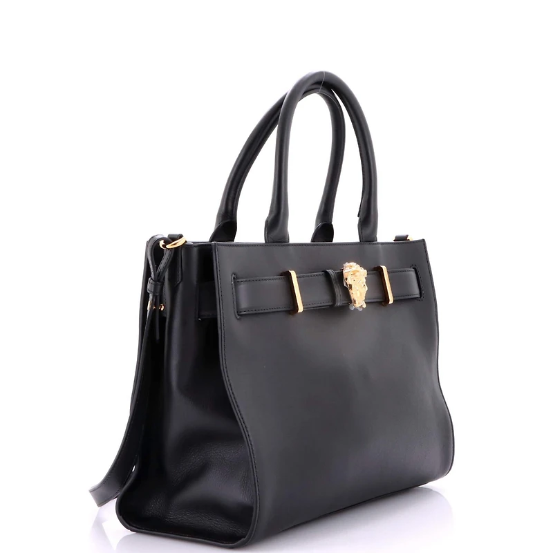 Pre-Owned Versace Large Palazzo Medusa Belted Convertible Tote Leather