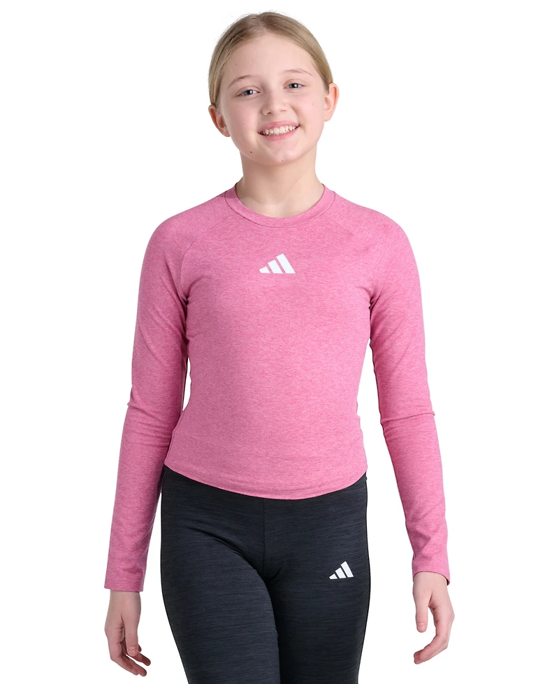 adidas Girls' 7-16 Long-Sleeve Raglan Melange T-Shirt