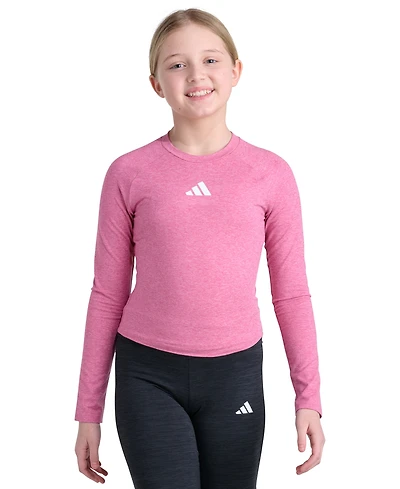 adidas Girls' 7-16 Long-Sleeve Raglan Melange T-Shirt