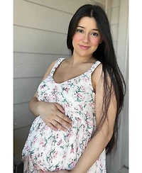 Pinkblush Maternity Pink Floral Plisse Texture Mini Dress