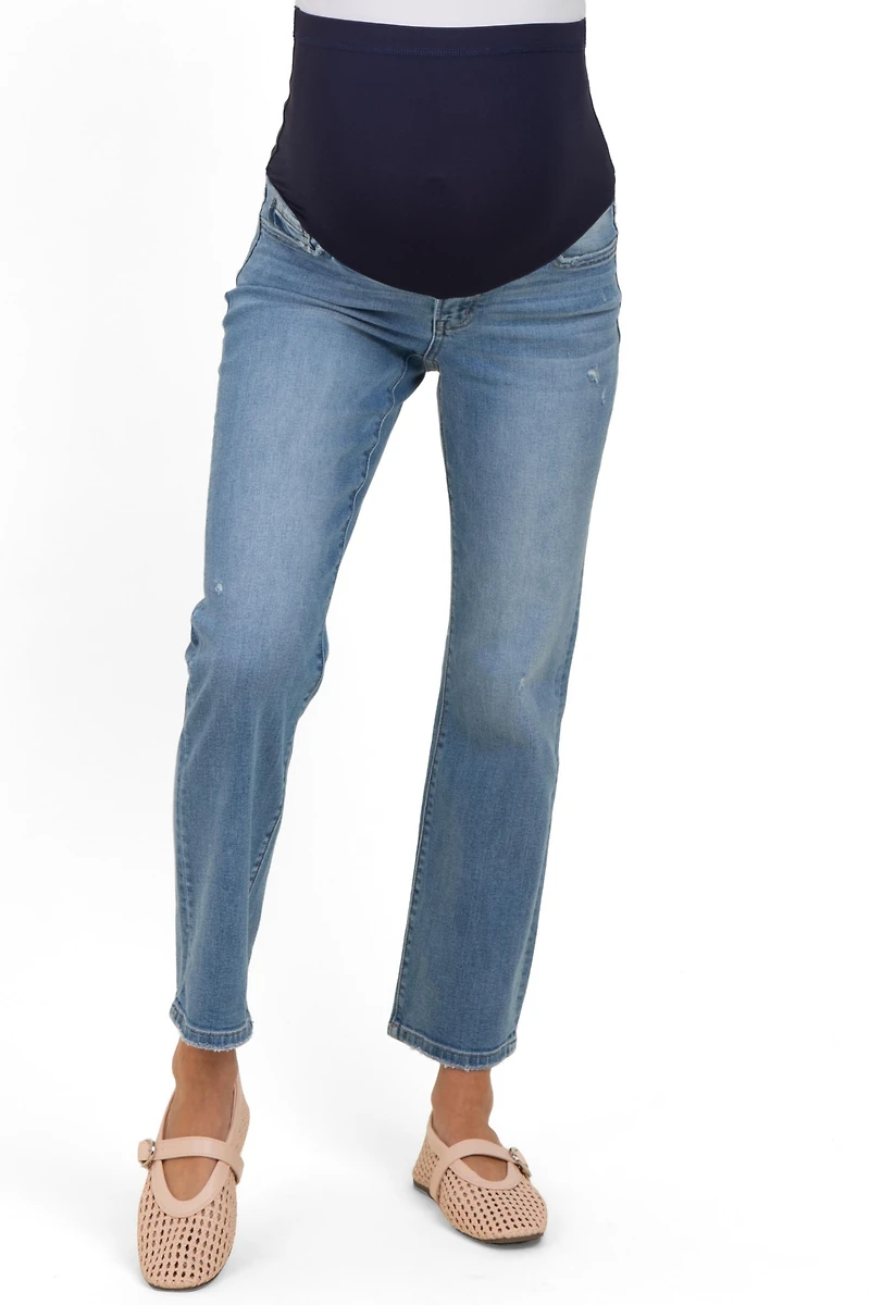 Pinkblush Maternity Blue Ankle Slim Straight Leg Jeans