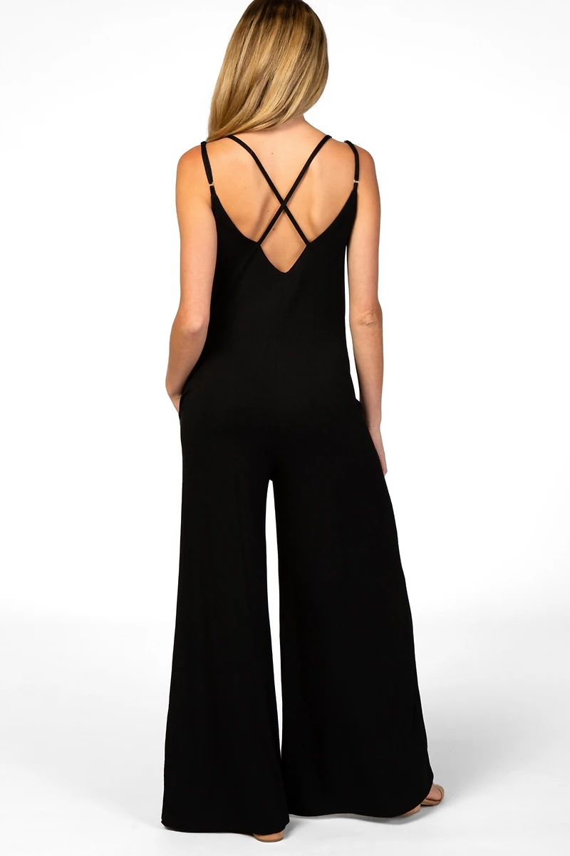 Pinkblush Maternity Black Cross Back Wide Leg Jumpsuit