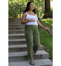 Pinkblush Maternity Olive Linen Frayed Hem Crop Pants