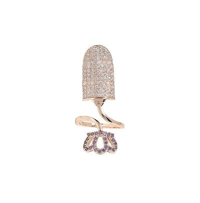 Sohi Women's Embellished Cluster Finger Ring