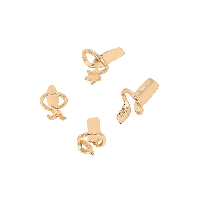 Sohi Women's The Botanic Nail Rings - Set Of 4