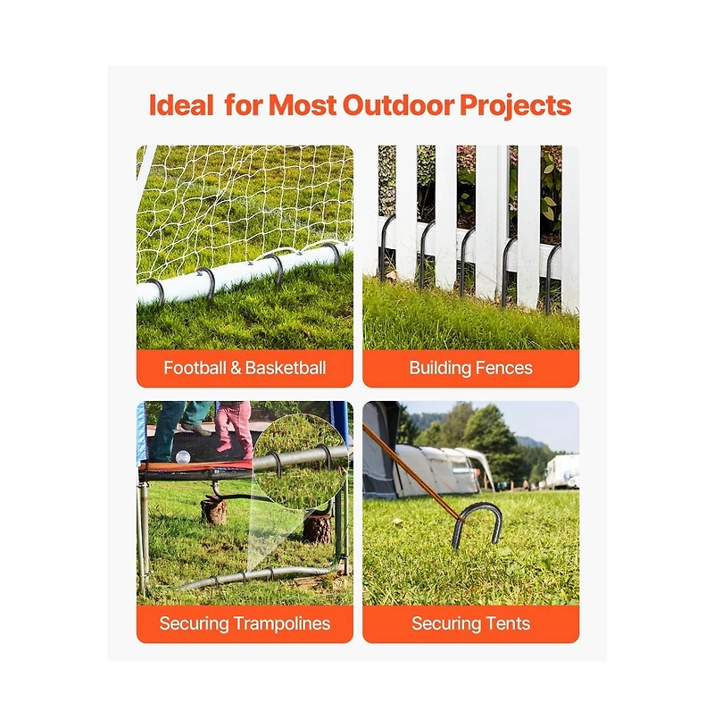 Sugift 16 Pack 16 in Rebar Stakes J Hook Galvanized Steel Ground Anchors