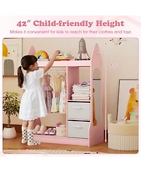 Slickblue Kids Dress Up Wardrobe Armoire with Hanger Storage