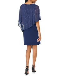 Msk Women's Foil Cape Overlay Crewneck Mini Dress