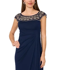Msk Women's Crewneck Evening Mesh Gown