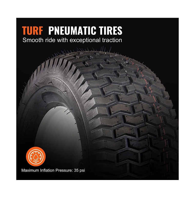 Sugift 16 x 6.5 to 8 inch Tubeless Lawn Mower Tires and Rim 2 Pack Tractor Wheel Assembly