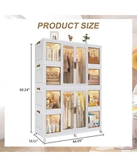 Clihome Portable Wardrobe Closet Organizer, Cubes, Magnetic Doors, Hanging Rods, Hangers