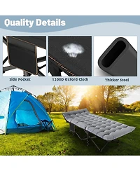 Aboron 2-Pack Folding Camping Cot with Mat: 78"x32". Heavy Duty 1200D Oxford Outdoor Bed for Adults with Carry Bag. Portable Travel Bed