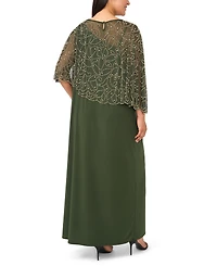 Msk Plus Beaded Cape Gown
