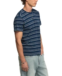 Lucky Brand Men's Indigo Stripe Crew Pocket T-Shirt