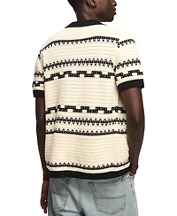 Lucky Brand Men's Southwest Crotchet Short-Sleeve Sweater