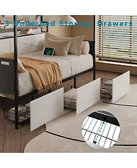 Streamdale Furniture Modern Bed with Storage, Led, and Charging Station
