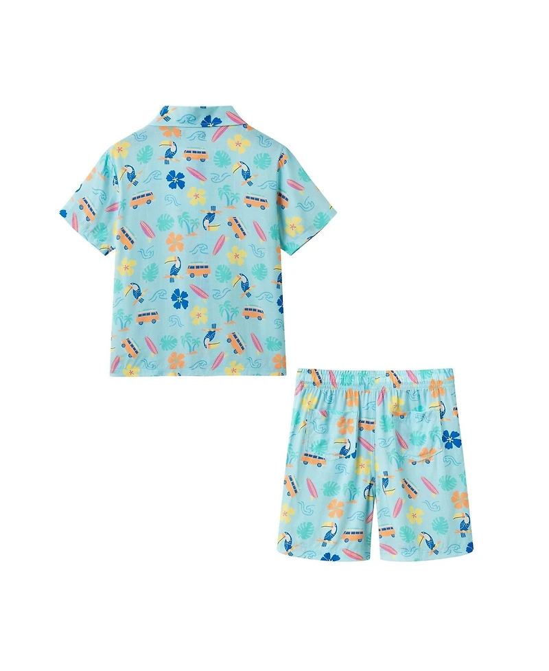 Andy & Evan Toddler Boys Beach Print Buttondown and Shorts Set