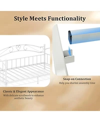 Gymax Twin Size Metal Daybed Frame with Headboard for Bedroom Guest Room Easy Assembly