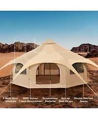 Gouun Canvas Bell Tent 16.4 feet 4-Season Yurt with Stove Jack, Breathable Tent for up to 8 People