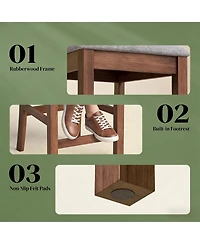 Counter Height Bar Stools Set of 2- High Back Kitchen Dining Chairs