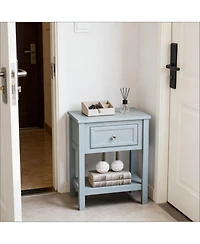 Clihome Modern Sofa Side Table with Storage Drawer and Shelf, Classic Accent Coffee Table for Living Room