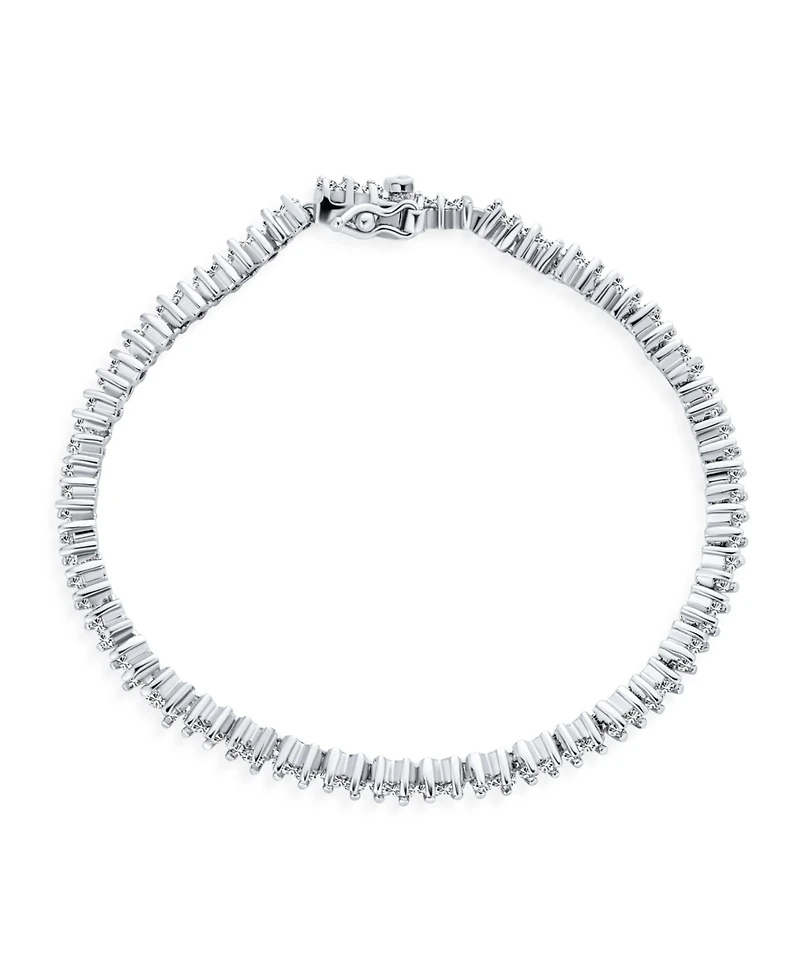 Bling Jewelry Modern Delicate Cubic Zirconia 2 Prong set Cz Liquid Thin Tennis Bracelet 7 Inch