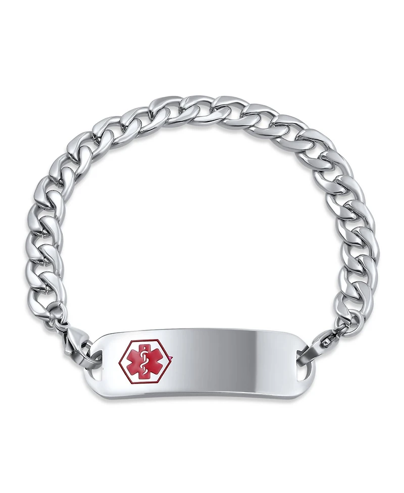 Bling Jewelry Lightweight Medical Identification Blank Medical Id Curb Link Bracelet Stainless Steel 8.5 Inch