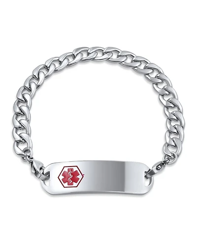Bling Jewelry Lightweight Medical Identification Blank Medical Id Curb Link Bracelet Stainless Steel 8.5 Inch
