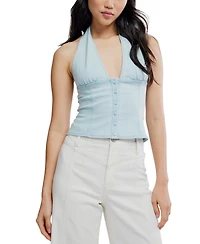 Free People Women's Cotton-Blend Ramona Denim Halter Top