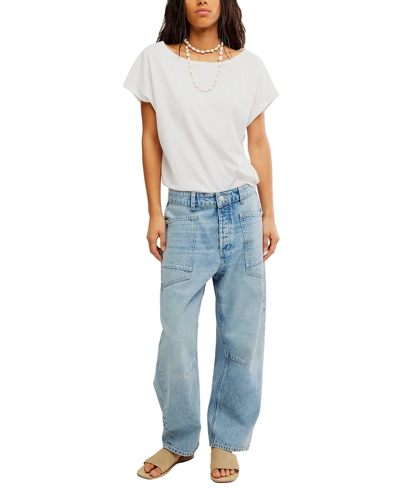 Free People Women's Cotton Minimalist Moxie Boyfriend Jeans