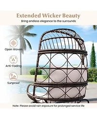 Yiortwo Patio Wicker Egg Chair with Cushions, Outdoor Rattan Lounge Chair