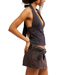 Free People Women's Cotton-Blend Ramona Printed Halter Neck Top