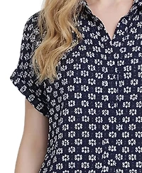 Ny Collection Women's Short-Sleeve Lace Top