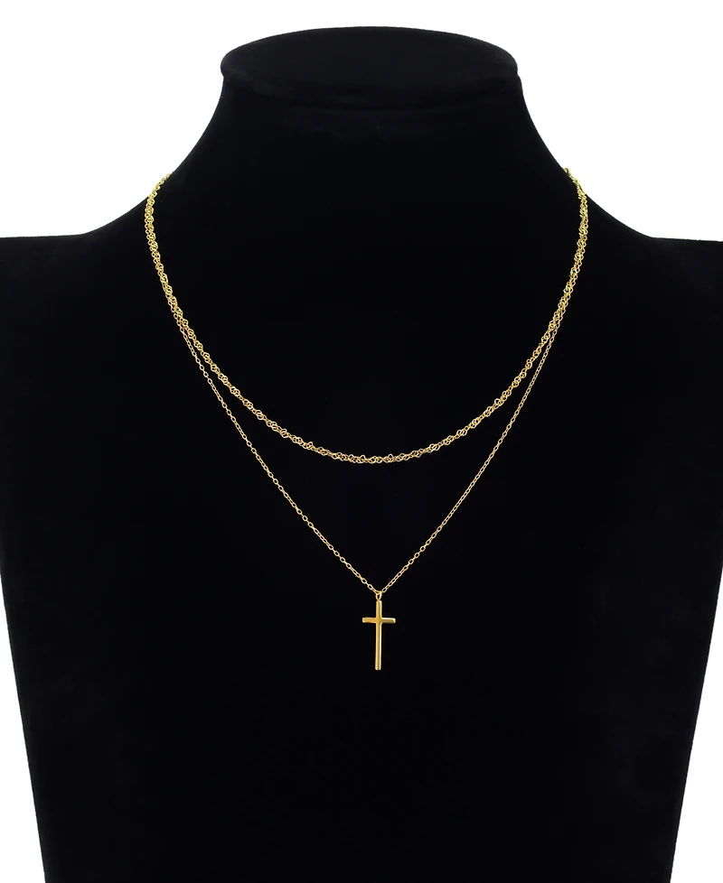 Unwritten x Moda Sport Waterproof Cross Pendant Layered Chain Necklace